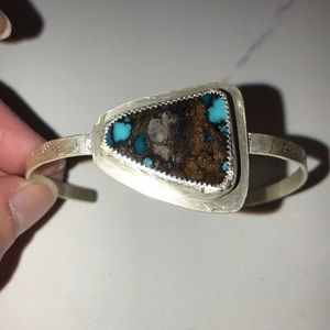 Handmade sterling turquoise cuff bracelet